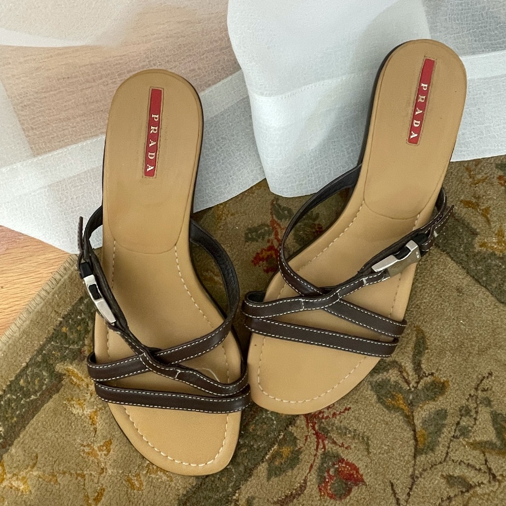 PRADA Kitten Heels Strappy Sandals